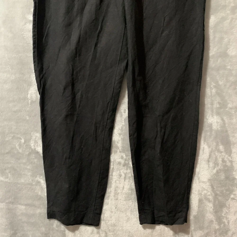 H&M Black Linen Blend Paperbag Waist Tapered Pants Womens‎ Size 6 High Rise